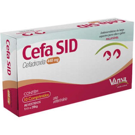Antimicrobiano Vansil Cefa SID Cefadroxila para Cães e Gatos de 1 a 20 Kg 10 Comprimidos