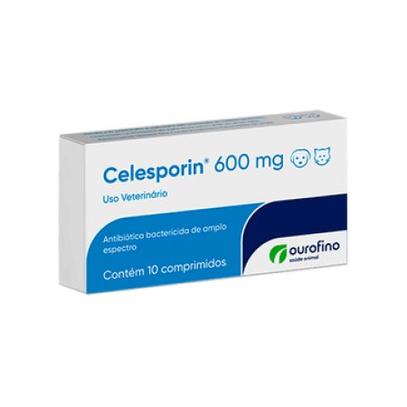 Antibiótico Celesporin 600mg para Cães e Gatos 10 Comprimidos