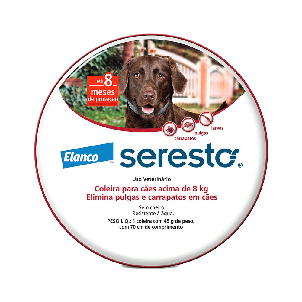 Coleira Antipulgas Seresto Cães Acima De 8 Kg, 8 Meses De P