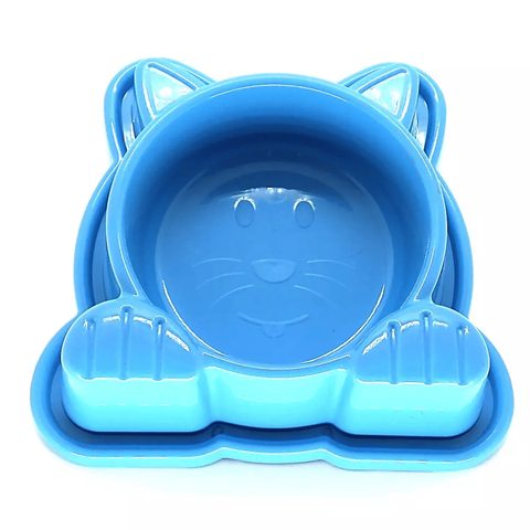 Comedouro Gato Cat Face Azul Antiformiga