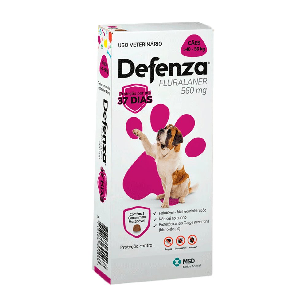 Antipulgas e Carrapatos Defenza 560mg para Cães de 40 a 56kg