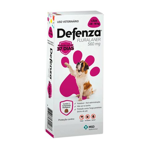 Antipulgas e Carrapatos Defenza 560mg para Cães de 40 a 56kg
