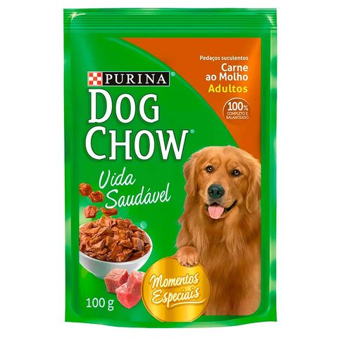 Dog Chow Wet Cães Adultos Pequenas Raças Carne 100g