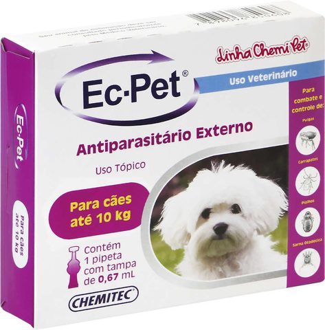 Antipulgas e Carrapatos Ec-Pet para Cães de até 10kg