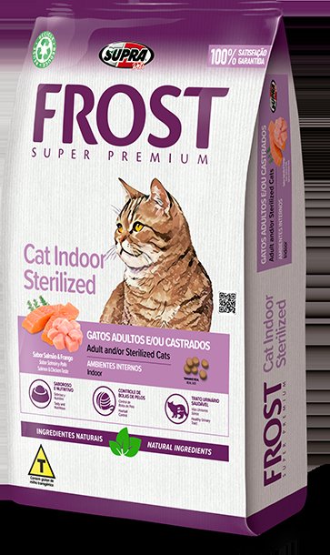 Ração Frost Cat Indoor Sterilized para Gatos Castrados Salmão e Frango, 1,5kg