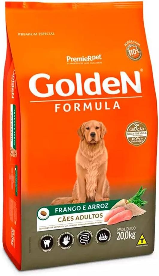 Ração Golden Fórmula para Cães Adultos Frango e Arroz, 20kg