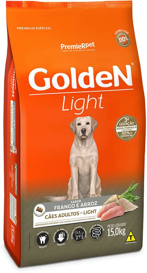 Ração Golden Fórmula para Cães Adultos Light Frango e Arroz, 15kg