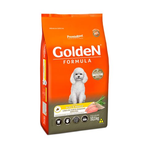 Ração Golden Fórmula para Cães Adultos de Porte Pequeno Peru e Arroz Mini Bits, 10,1kg