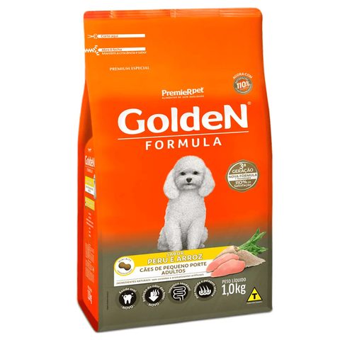 Ração Golden Fórmula Cães Adultos Raças Pequenas Peru e Arroz 1kg