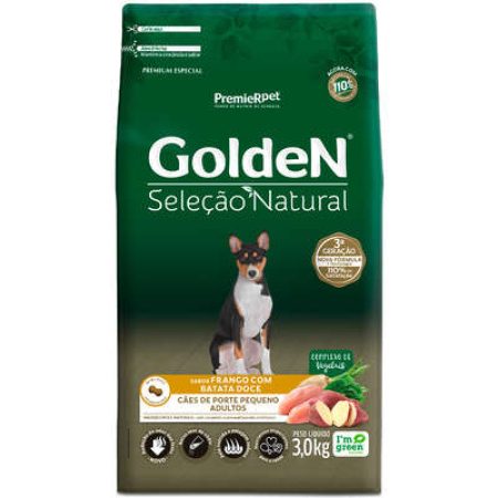 Golden Seleção Nat Cão Adulto Pequeno Porte Fra Bat Doce 3kg