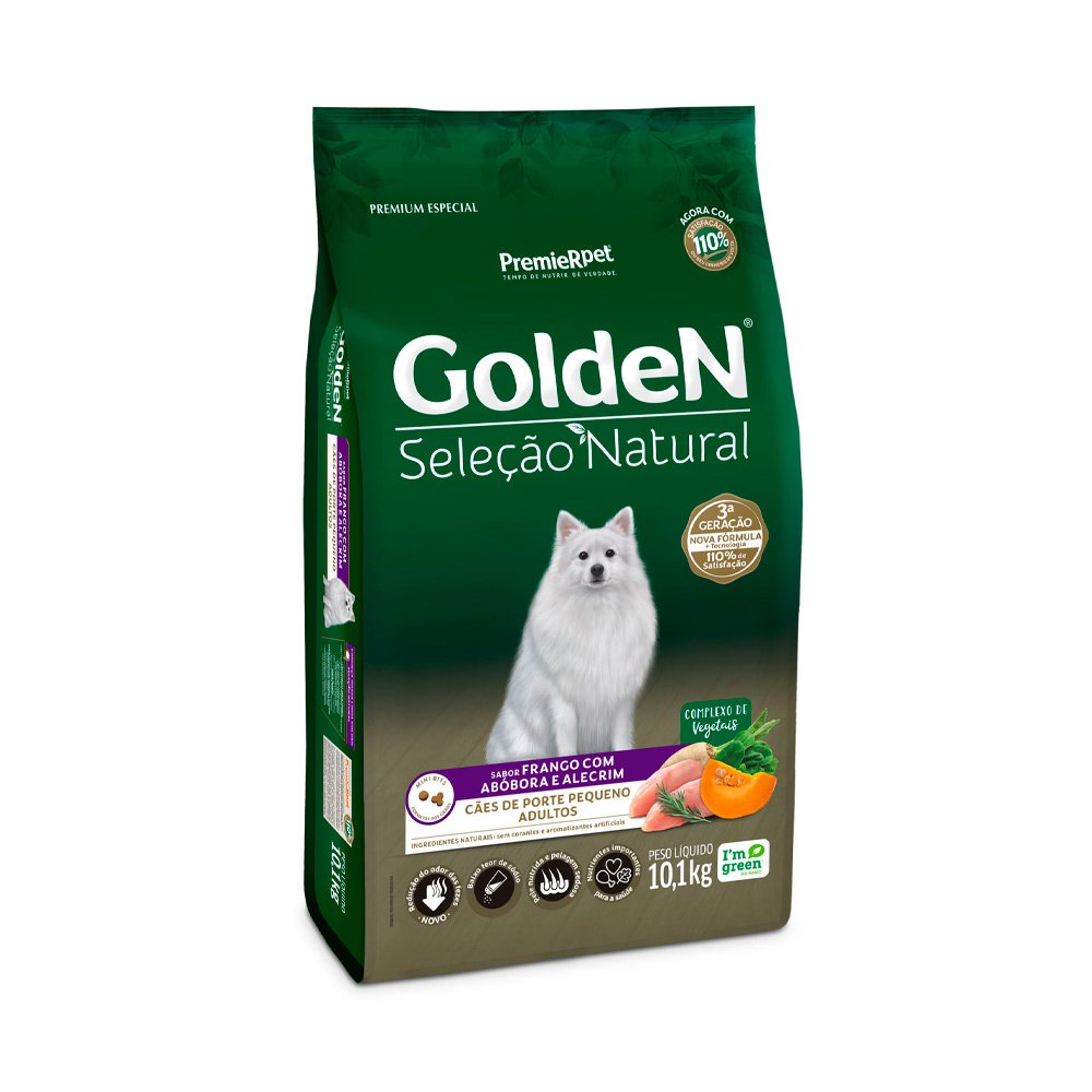 Golden Seleção Natural Cães Adultos Mini Bits Abóbora 10,1kg