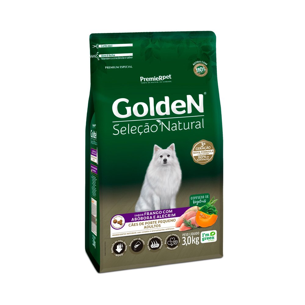 Golden Seleção Natural Cães Adultos Mini Bits Abóbora 3kg
