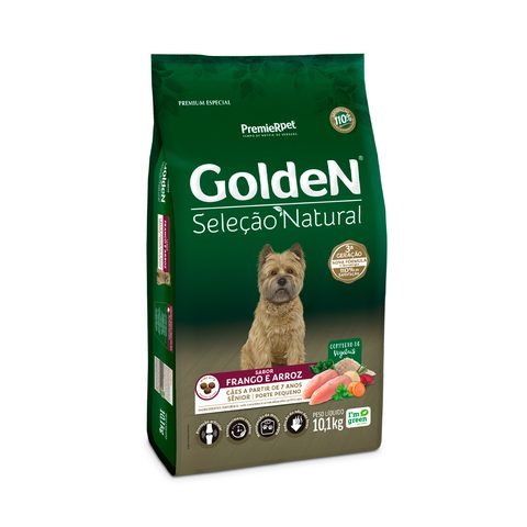 Ração Golden Seleção Natural para Cães Sênior de Porte Pequeno Frango e Arroz, 10,1kg