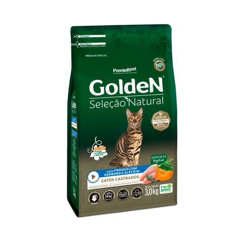 Golden Seleção Natural Gatos Castrados Abóbora E Alecrim 3kg