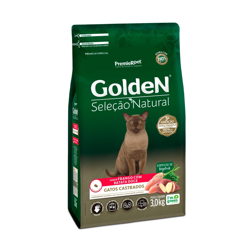 Golden Seleção Natural Gatos Castrados Batata Doce 3kg
