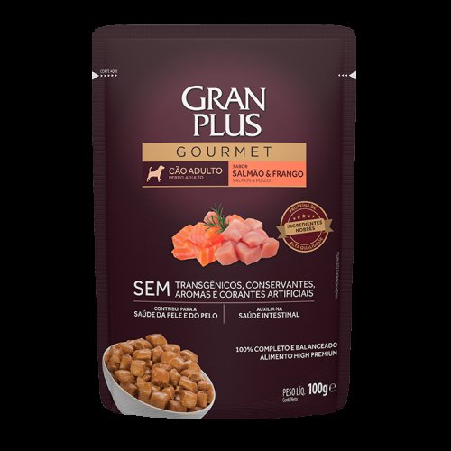 Gran Plus Gourmet Sachê Cão Adulto Salmão Frango 100gr