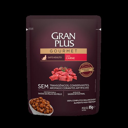 Gran Plus Gourmet Sachê Gato Adulto Carne 85gr