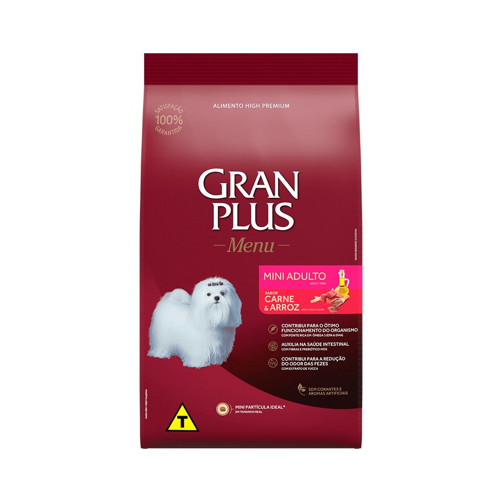 Gran Plus Menu Cães Adultos Mini Carne E Arroz 1kg