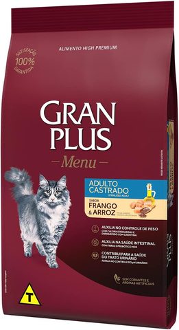 Granplus Ração Para Gatos Castrados Gran Plus Frango e Arroz 10,1kg