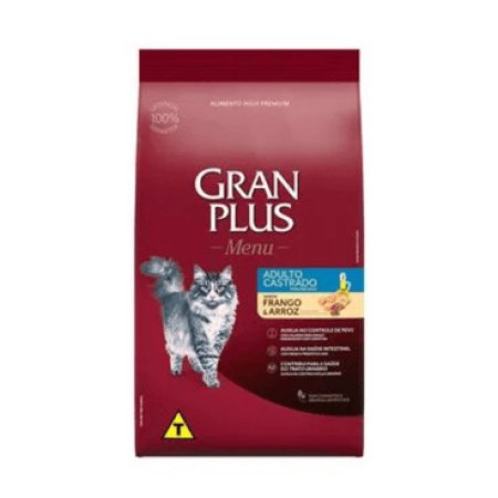 Gran Plus Menu Gatos Castrados Frango e Arroz 1kg