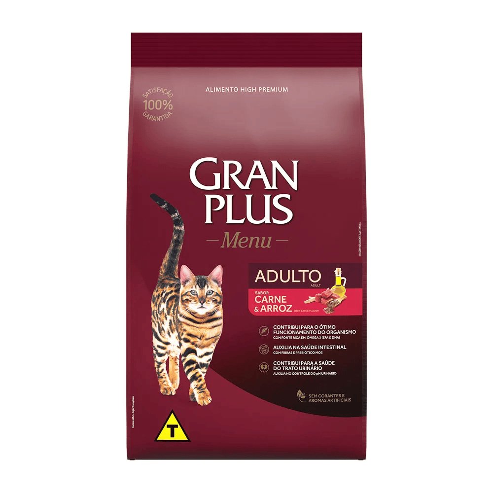 Gran Plus Menu Gatos Adultos Carne e Arroz 10,1kg