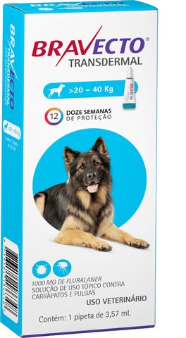 Bravecto Transdermal Cães 1000 Mg 20 A 40 Kg