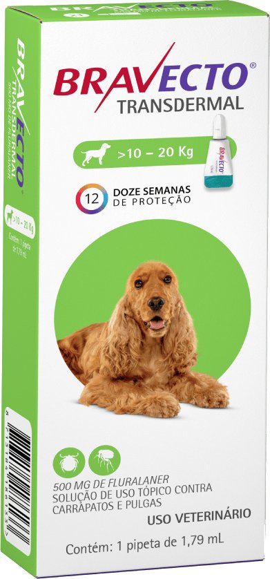 Bravecto Transdermal Cães 500 Mg 10 A 20 Kg