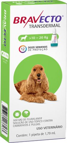 Bravecto Transdermal Cães 500 Mg 10 A 20 Kg