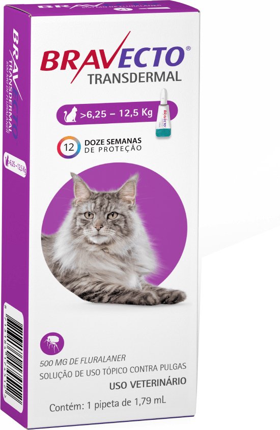 Bravecto Transdermal Gatos 500 Mg 6,25 A 12,5 Kg