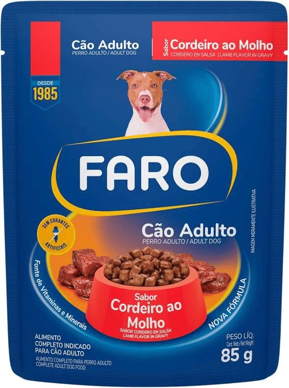 Ração Úmida Faro Cordeiro ao Molho para Cães Adultos