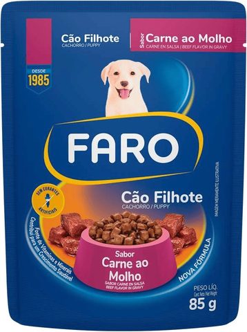 Ração Úmida Faro Carne ao Molho para Cães Filhotes
