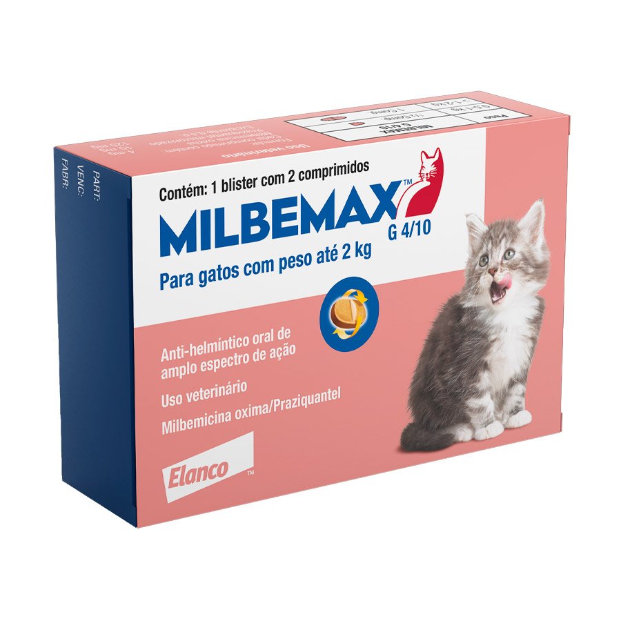 Vermífugo Milbemax para Gatos até 2kg, 2 Comprimidos