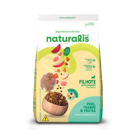 Ração Naturalis para Cães Filhotes de Porte Pequeno sabor Peru, Frango e Frutas 2,5kg