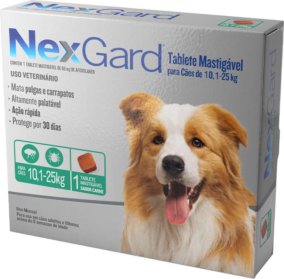 Nexgard Antipulgas E Carrapatos Para Cães De 10,1 A 25kg 1 Unidade