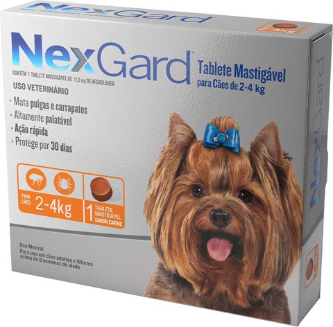 Nexgard Antipulgas E Carrapatos Para Cães De 2 A 4kg 1 Unidade