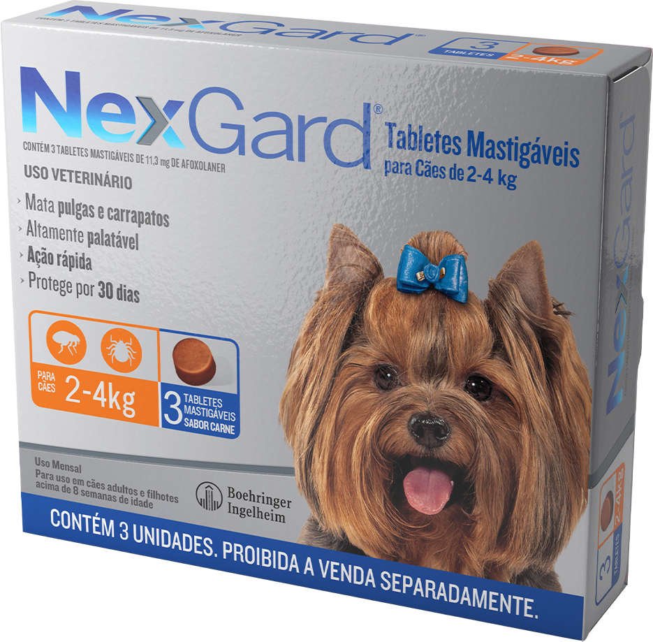 Nexgard Antipulgas E Carrapatos Para Cães De 2 A 4kg 3 Unidades