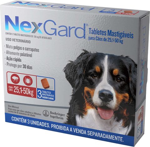 Nexgard Antipulgas E Carrapatos Para Cães De 25,1 À 50 Kg 3 Unidades