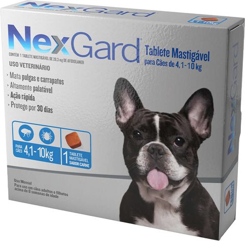 Nexgard Antipulgas E Carrapatos Para Cães De 4,1 À 10 Kg 1 Unidade