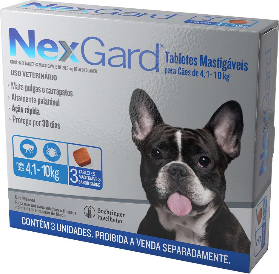 Nexgard Antipulgas E Carrapatos Para Cães De 4,1 À 10kg 3 Unidades