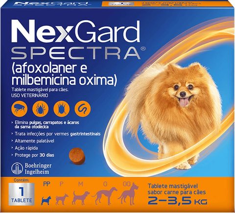 Nexgard Spectra Antipulgas E Vermífugo Cães De 2 Kg À 3,5 Kg