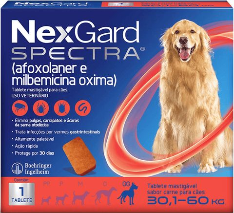 Antipulgas, Carrapatos e Vermífugo NexGard Spectra para Cães de 30,1 a 60kg