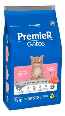 Premier Ambientes Internos Gatos Filhotes Pelo Longo Salmão 7,5kg