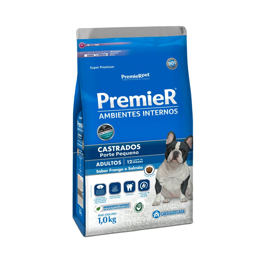 Premier Ambientes Internos Cães Adultos Castrados 1kg