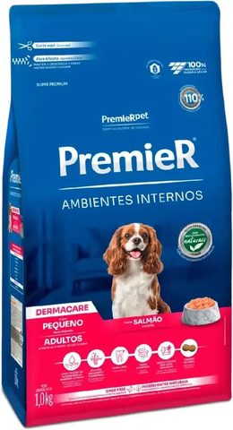 Ração PremieR Ambientes Internos Dermacare para Cães Adultos de Porte Pequeno Salmão, 1kg