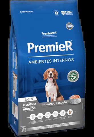 Ração PremieR Ambientes Internos Light para Cães Adultos de Porte Pequeno Frango e Salmão, 1kg