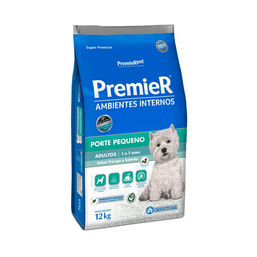 Premier Ambientes Internos Cães Adultos Raças Pequenas 12kg