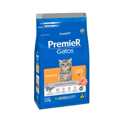 Ração Premier Ambientes Internos para Gatos Filhotes Frango, 1,5kg
