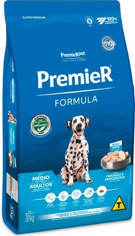 Ração PremieR Fórmula para Cães Adultos de Porte Médio Frango e Mandioca, 20kg
