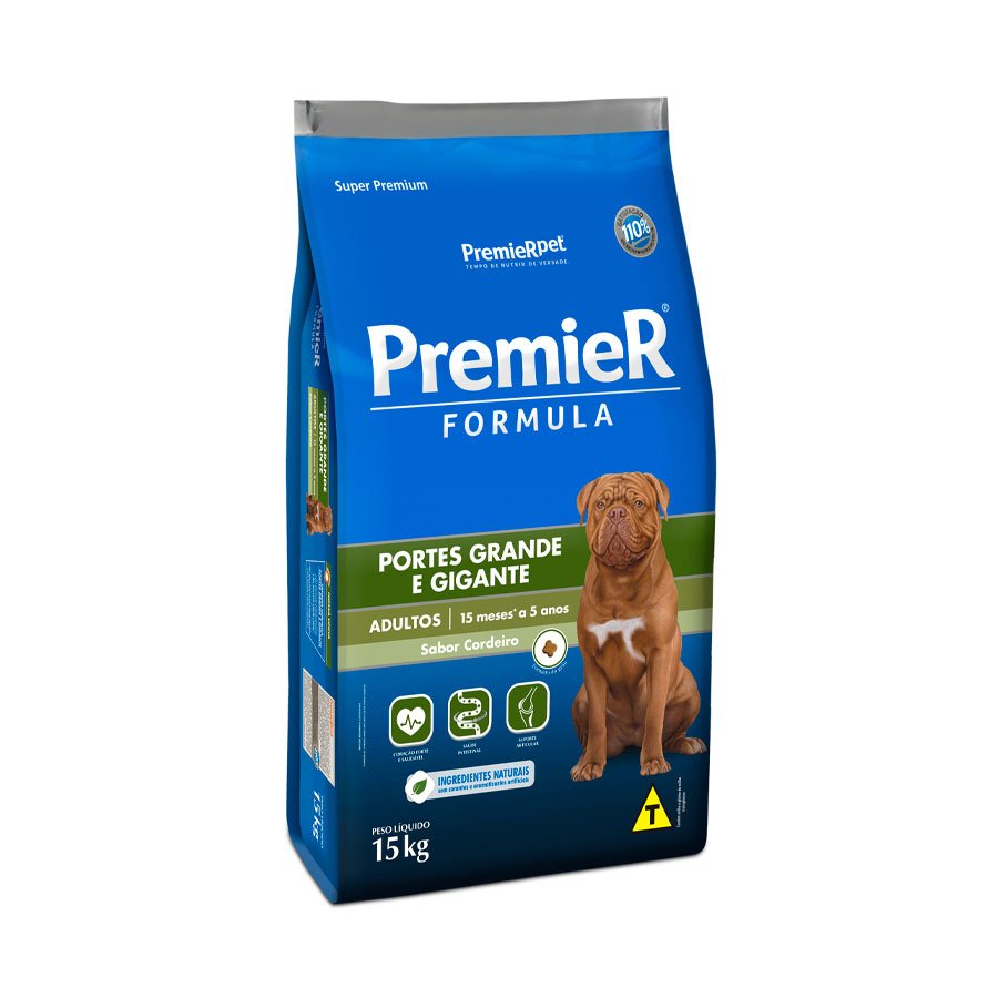 Premier Form Cães Adultos Raças Grandes Cordeiro 15kg