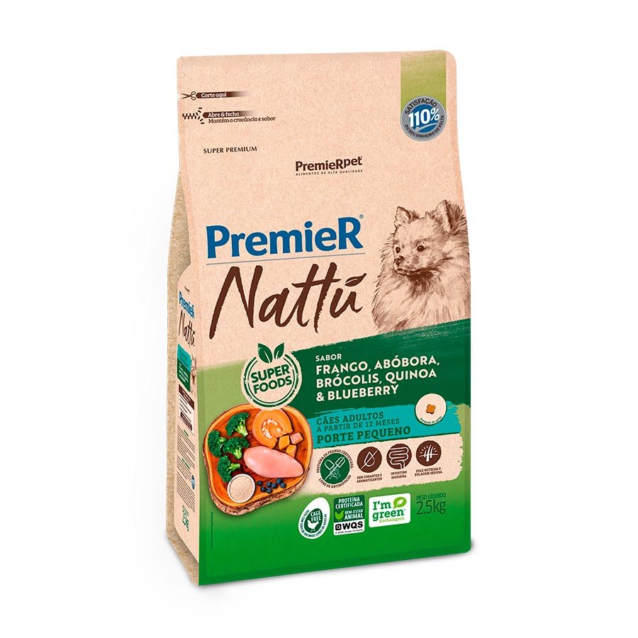 Premier Nattu Cães Adultos Raças Pequenas Abóbora 2,5kg